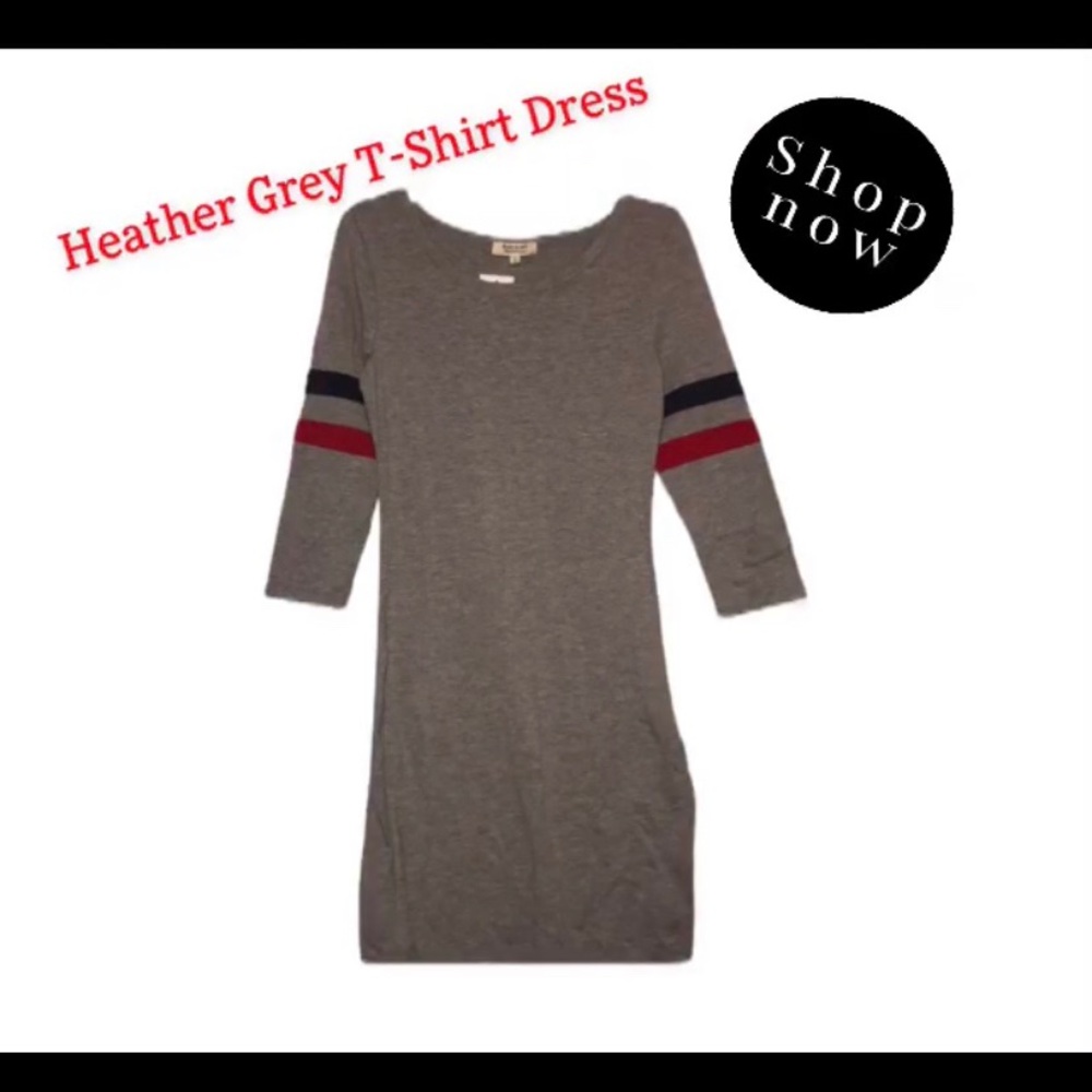 Mandees-Heather Grey Tee Shirt Dress